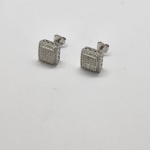Brand New Sterling Silver 925 Square cz Earrings - Picture 5 of 5